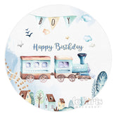 Beau train croix ciel rond joyeux anniversaire toile de fond
